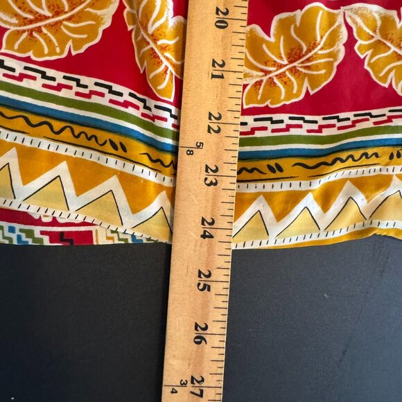 Vintage 90s 100% Silk Red Bold Printed Faux-Wrap Skirt, Pleated, Size 12 - Picture 9 of 9